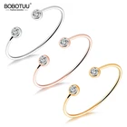 BOBOTUU модные розовое золотосеребристый цвет открыт женские браслеты классический инкрустированный куб циркония свадебные манжеты браслеты BB18094