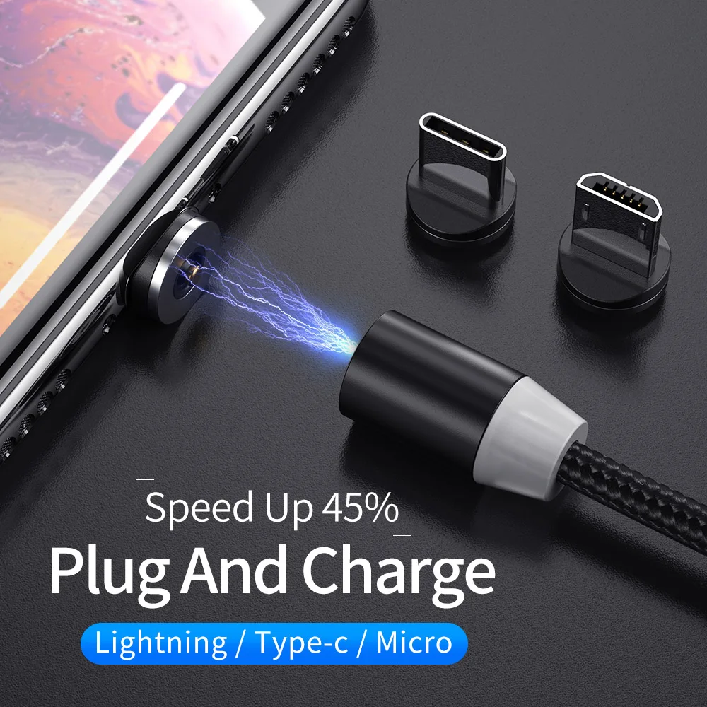 2 м Магнитный кабель Micro USB Type C для iPhone xs Samsung Быстрая зарядка магнитное зарядное
