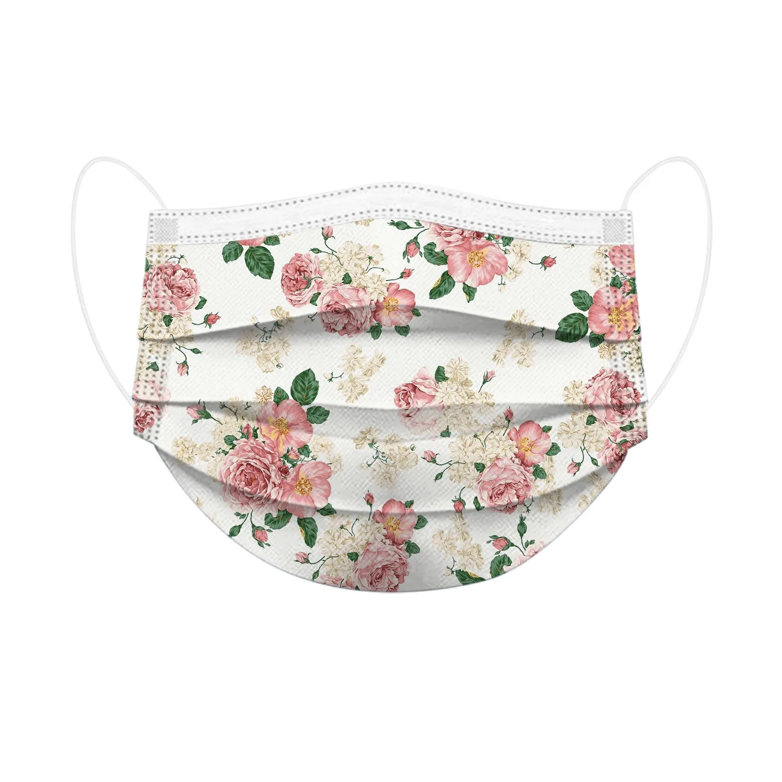 

50PCS Disposable Adults Beautiful Elegant Flower Prints Breathable 3 -Layer Disposable Mask BreathableForFace masken 2021