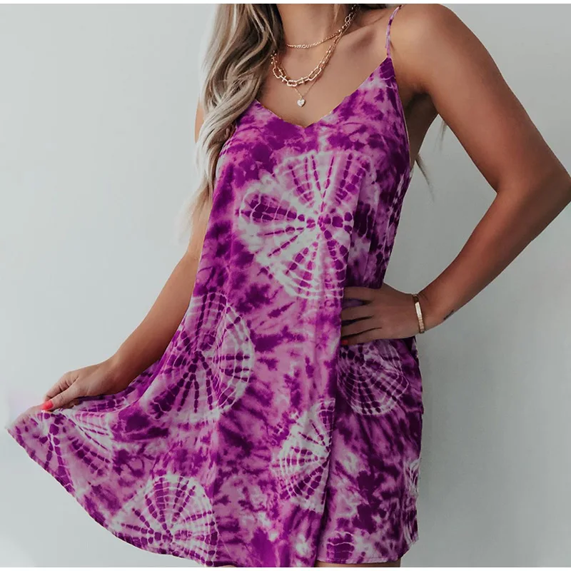 

Print Womens Spaghetti Strap Dress Plus Size Summer Sleeveless Female Mini Dresses 2020 Boho Fashion Casual Lady Clothing