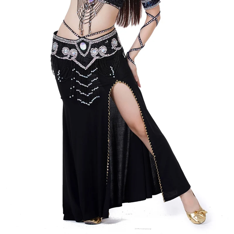 

High Quality Sexy Professional Women Belly Dance Costume With Slit Modal Cotton Skirt Dress Solid Colour Dress*