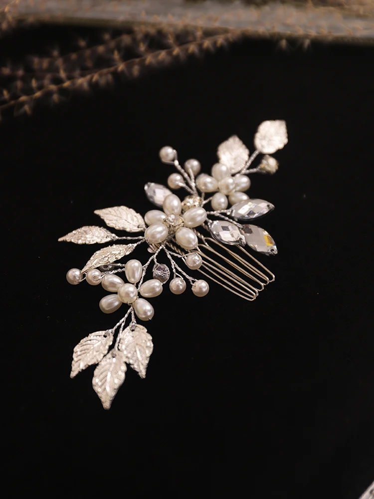 Винтажная Серебряная Свадебная заколка для волос в виде листа | Свадьбы и