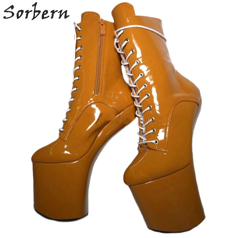 Deep Nude Sorbern, 20 см, женские ботильоны для женщин, обувь на платформе, обувь унисекс для косплея, обувь на очень высоком каблуке - Цвет: Deep Nude