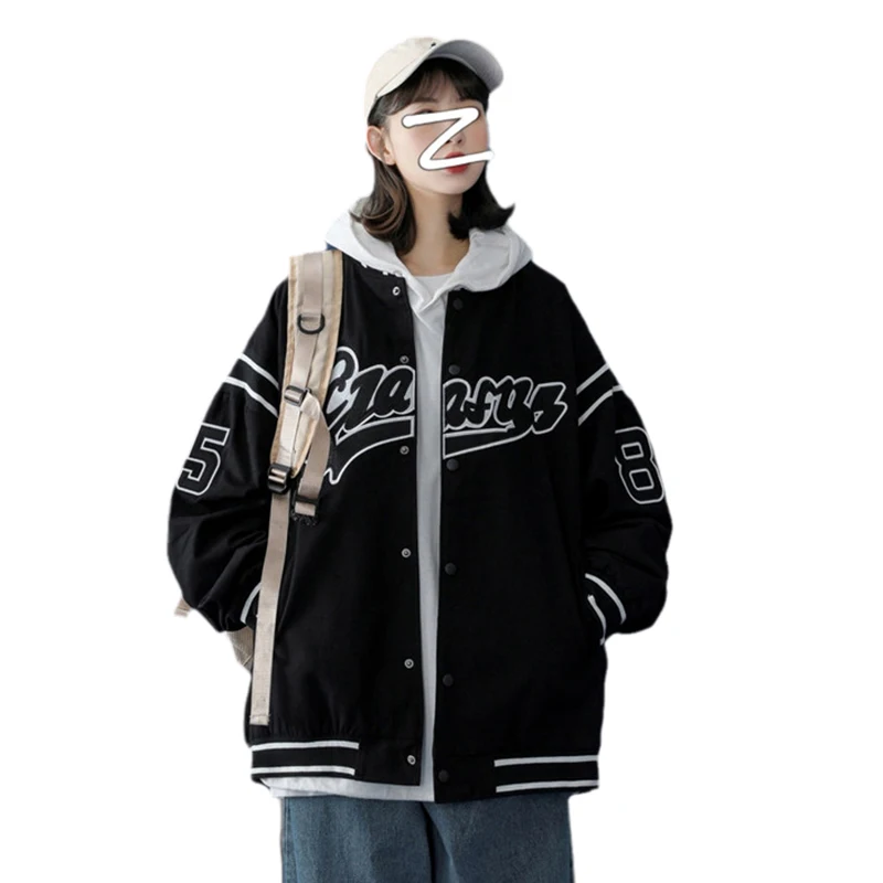 

Women Jacket Spring and Autumn Women's Coat Casual Loose Jacket Women Korean Street Patchwork Vintage Bomber Jacket 2021 New