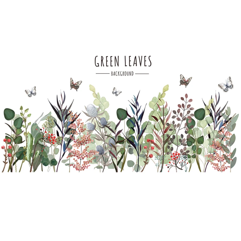 Наклейки на стену бабочка Зеленая трава | Дом и сад