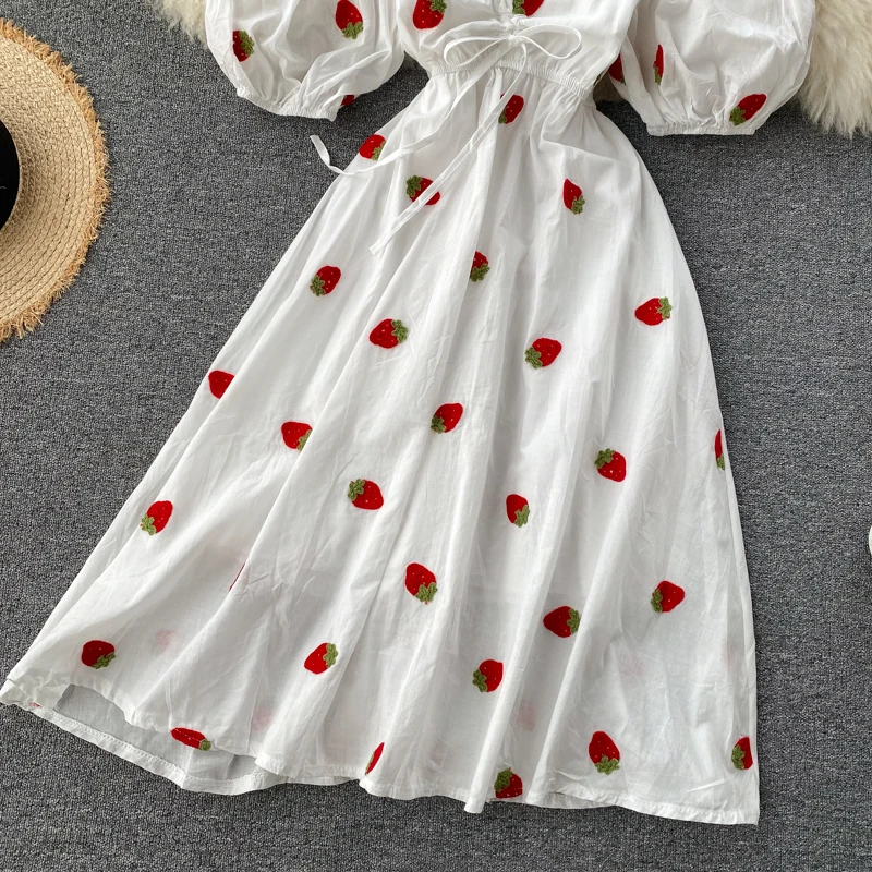 Женское платье миди с цветочной вышивкой SINGRAIN летнее трапеция вырезом лодочкой и