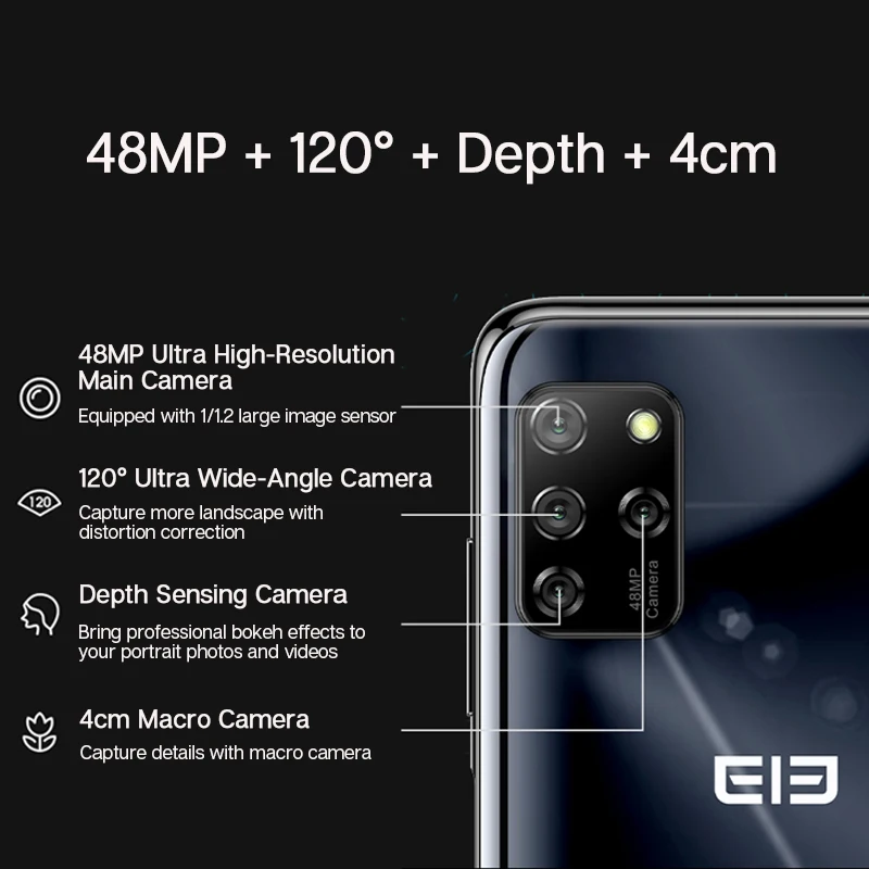 ELEPHONE E10 смартфон MT6762D Octa Core 6 5 &quotHD + 4000 мА/ч 4 Гб 64 быстрой зарядки андроид 10 NFC сбоку