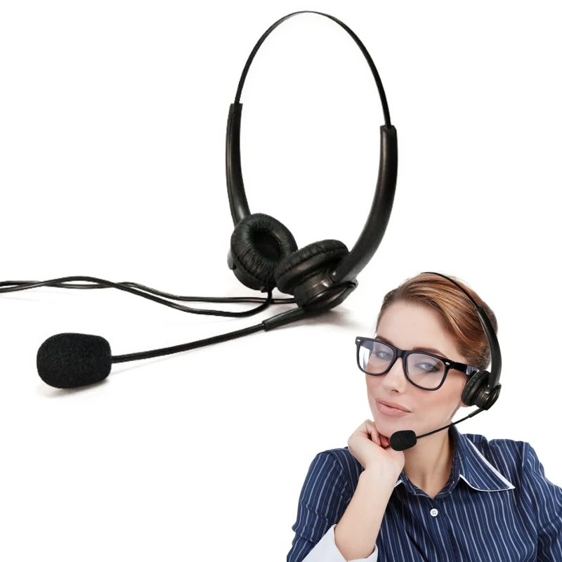 

USB Noise Reduction Headset with Microphone Gooseneck Mic Call Center Office PC Computer On Ear Wired Headphones