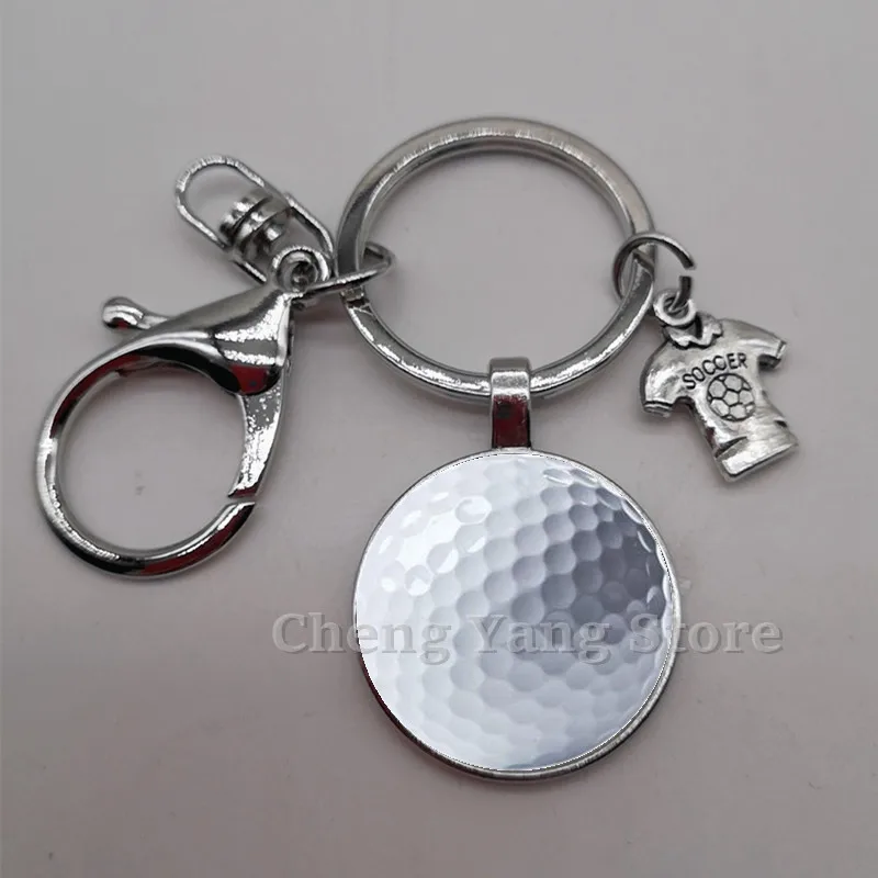 Модный стеклянный выпуклый Круглый Брелок с изображением футбола баскетбола