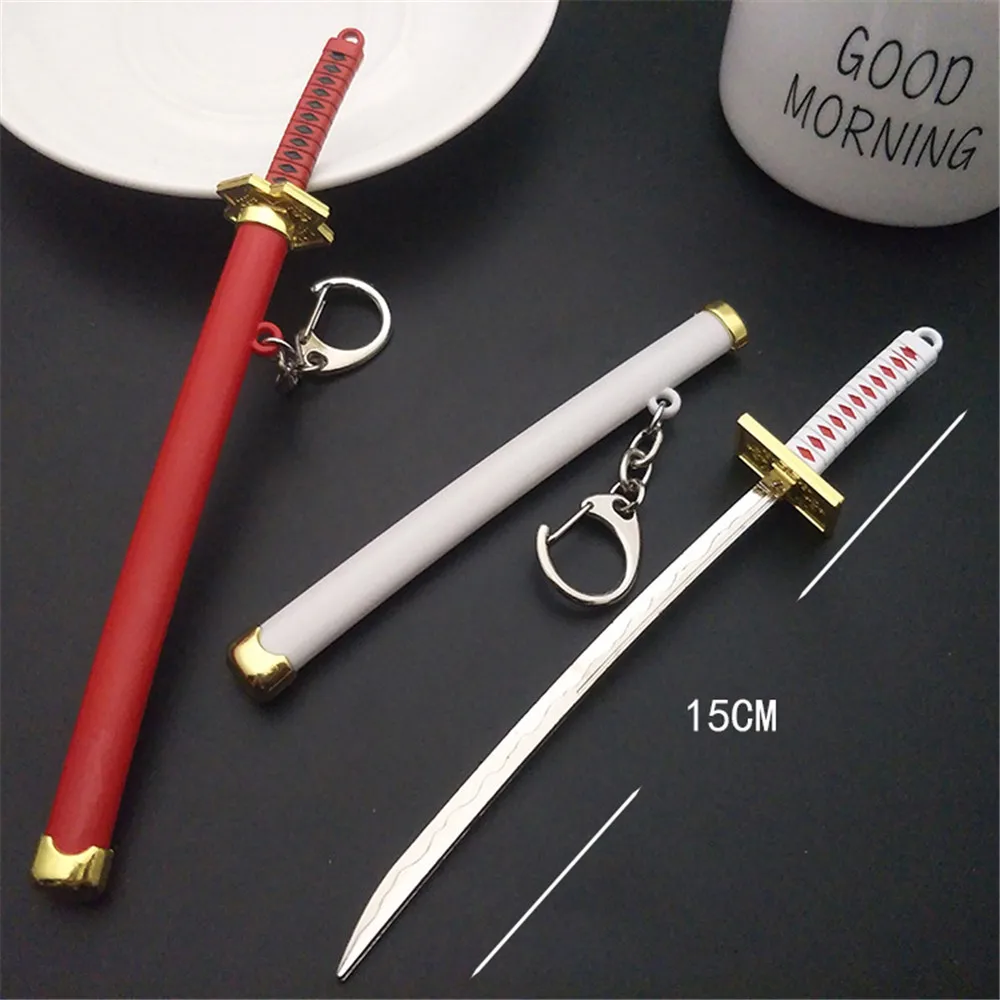 Seven Color Roronoa Zoro брелок в виде меча Women Men Anime ножны для ножа Saber Snow Knife Key Chain Katana One Piece 15