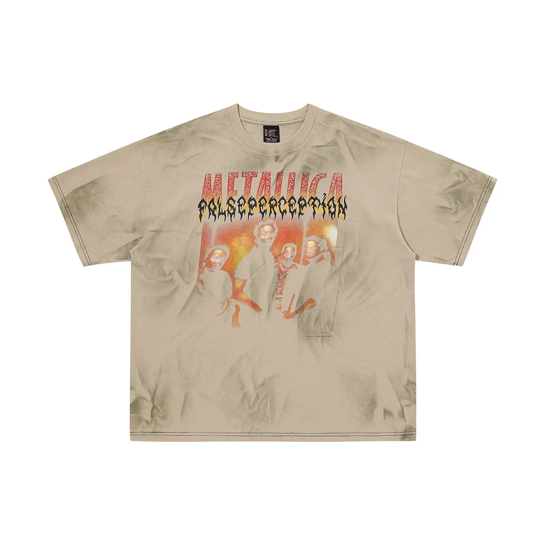 

Женская Винтажная Футболка оверсайз из натурального хлопка с эффектом ложного восприятия