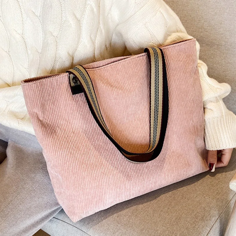 Женская сумочка из рубчатого вельвета Студенческая Большая вместительная