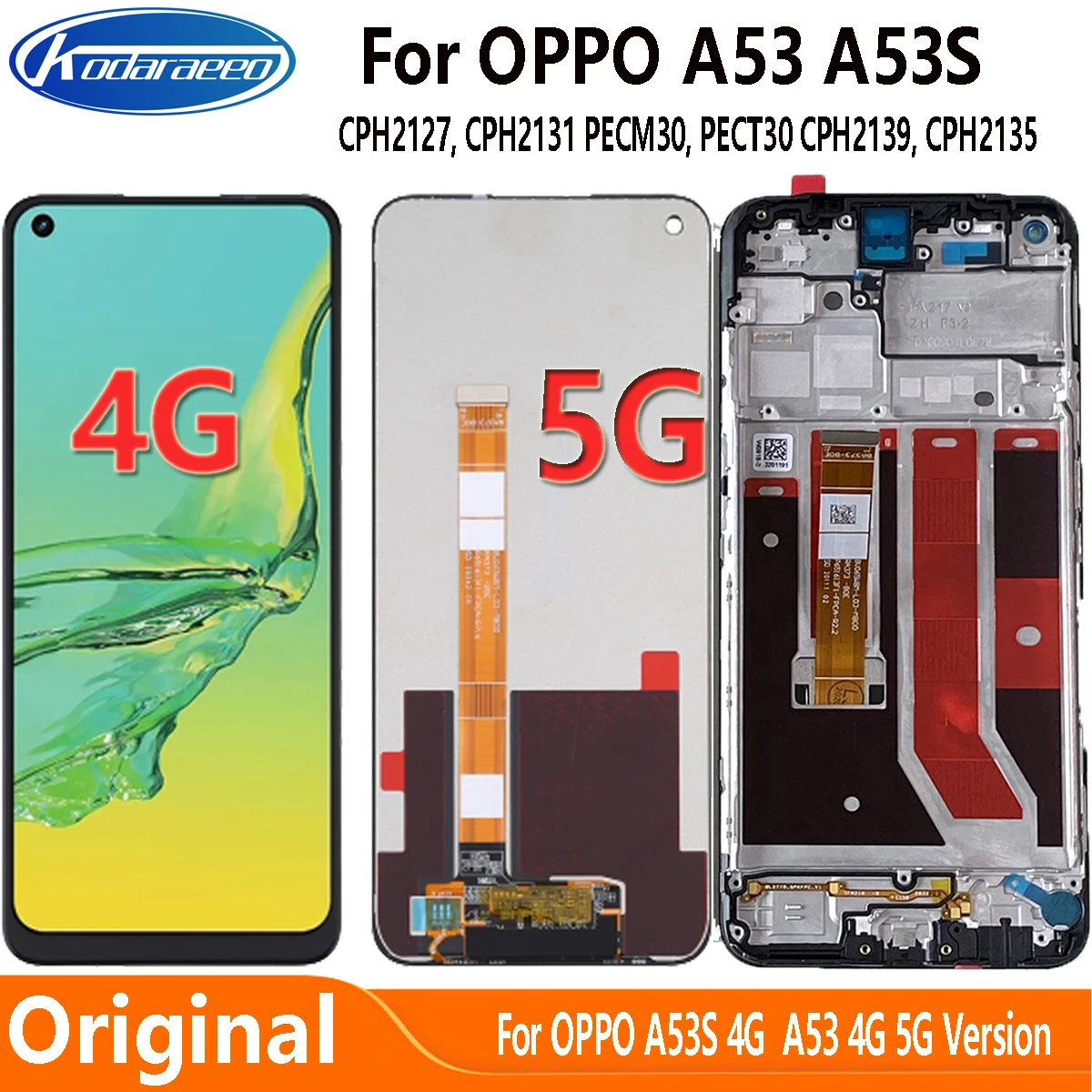 Дисплей с тачскрином для OPPO A53S A53 5G CPH2139 CPH2135 рамкой/без рамки|Экраны мобильных