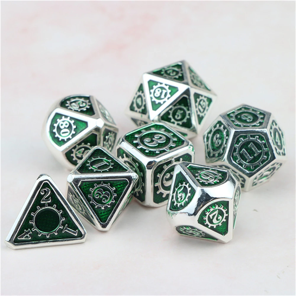 

Игральные кости Dnd многогранные Металлический Набор кубиков подземелья и дракон d & d Зеленый Настольный ролевая игра шестерни кости с сумко...