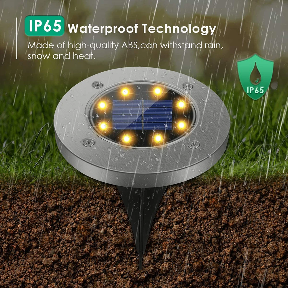 

Solar Powered Ground Light Waterproof Garden Pathway Deck Lights With 8LED for Home Yard Driveway Lawn Road