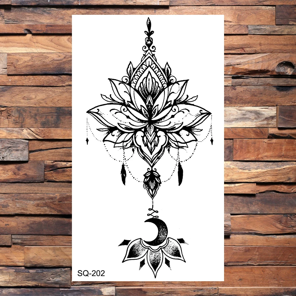 Временные татуировки с черным черепом для мужчин и женщин Реалистичная хна перо