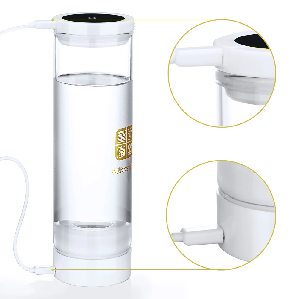 

Healthy Anti-Aging Hydrogen Rich Generator Water Bottle 600ML Rechargeable H2 Titanium Electrolysis Alkaline Ionizer Glass Cup
