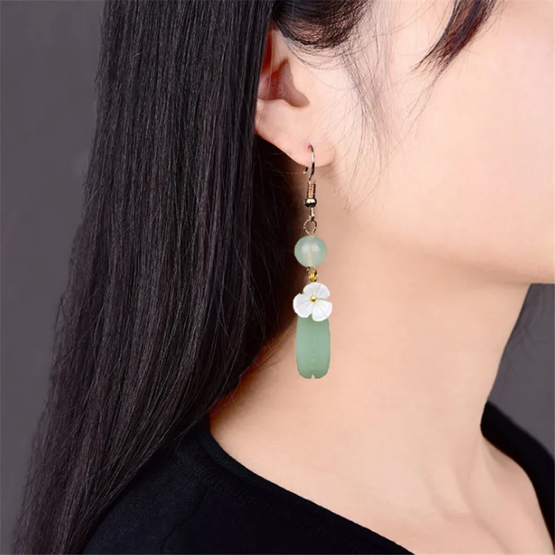 Yanting Glass Glazed Tassel Earrings Female Gifts For Women Handmade Jewelry Ethnic Earrings Shell Flower Earring Hanging 0137