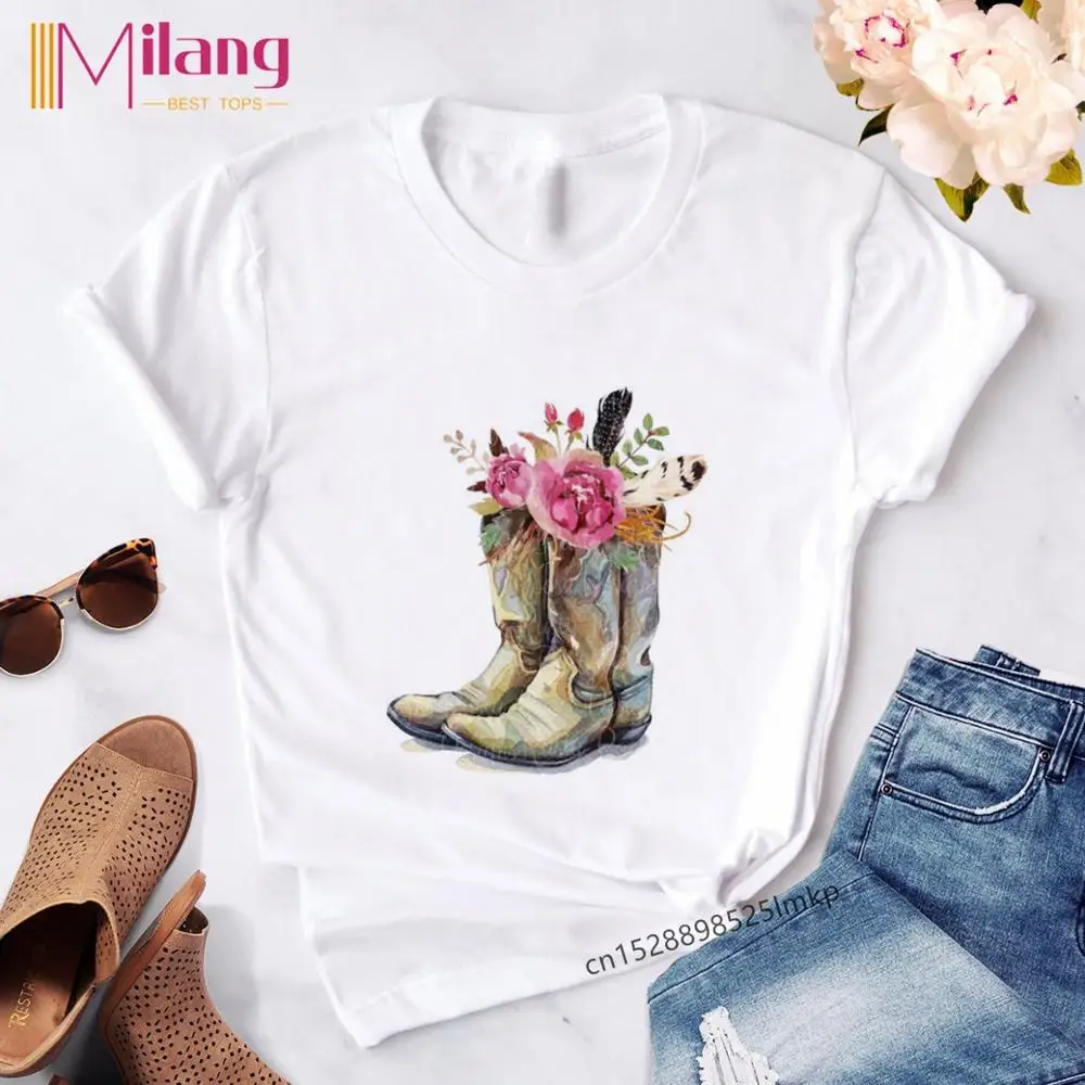 Женская футболка с цветочным принтом в стиле Харадзюку повседневная забавная 90-х