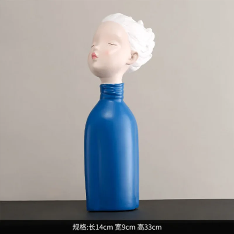 

[HHT] Nordic Resin Crafts Blue Dress White Hair Girl Ornaments Couple Decor Living Room Cabinet Home Decoration Birthday Gift