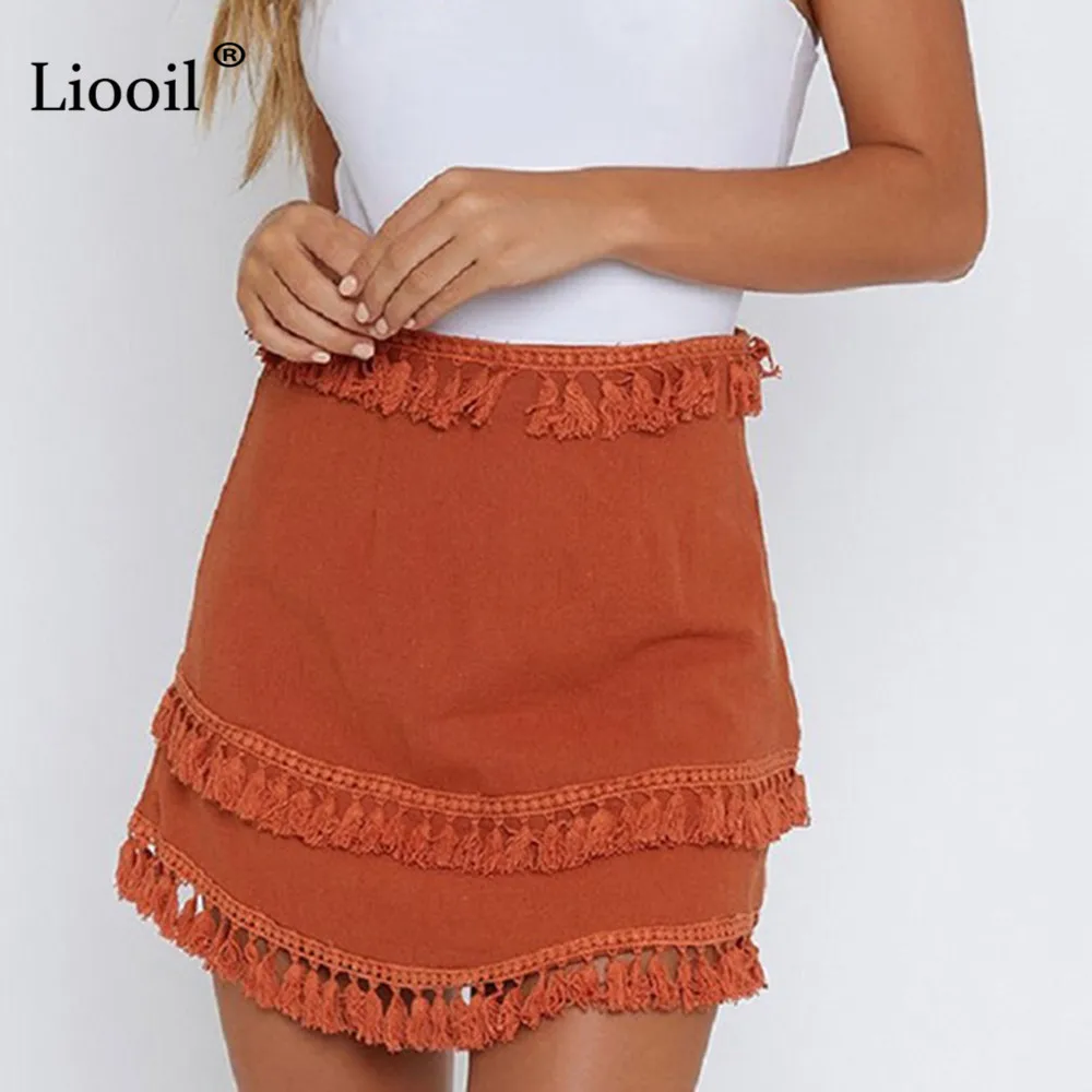 

Женская винтажная мини-юбка с кисточками, повседневная Облегающая белая юбка на молнии с высокой талией, лето 2021