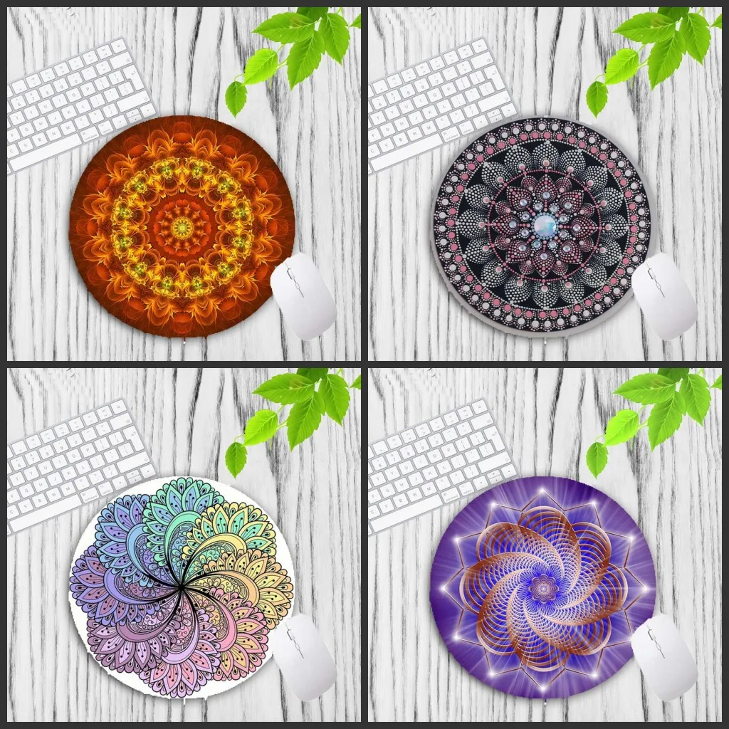 

XGZ ART Promotion Mandala Flower Gaming Player Speed Waterproof Round Mouse Pad Computer Mats Gamer Size 20*20cm Mousepad Small