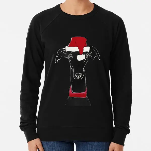 

Greyhound Xmas Print Black Lightweight Sweatshirt Women Long Sleeved Hoodies Men Fashion Ladies Pullovers Suit Autumn O Neck