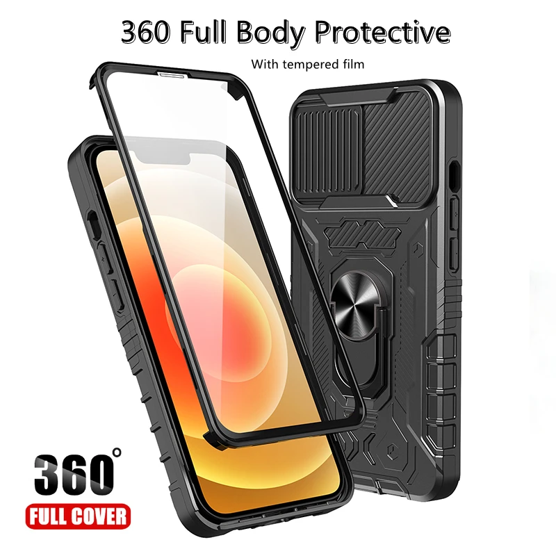 Магнитный чехол для iPhone 13 12 11 Pro Max противоударный с кольцом-подставкой 360 |