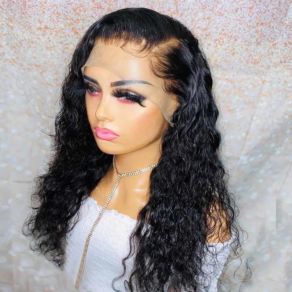 

Lace Front Human Hair Wigs Natural Water Wave Baby Hair Brazilian Remy Hair Plucked Baby Hair MiddleRatio Bleached Eseewigs