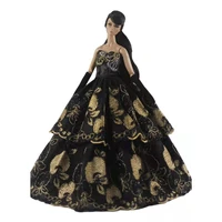 11 5 noble black floral embroidery wedding dress outfits for barbie clothes princess gown costume vestido 16 bjd accessory toy