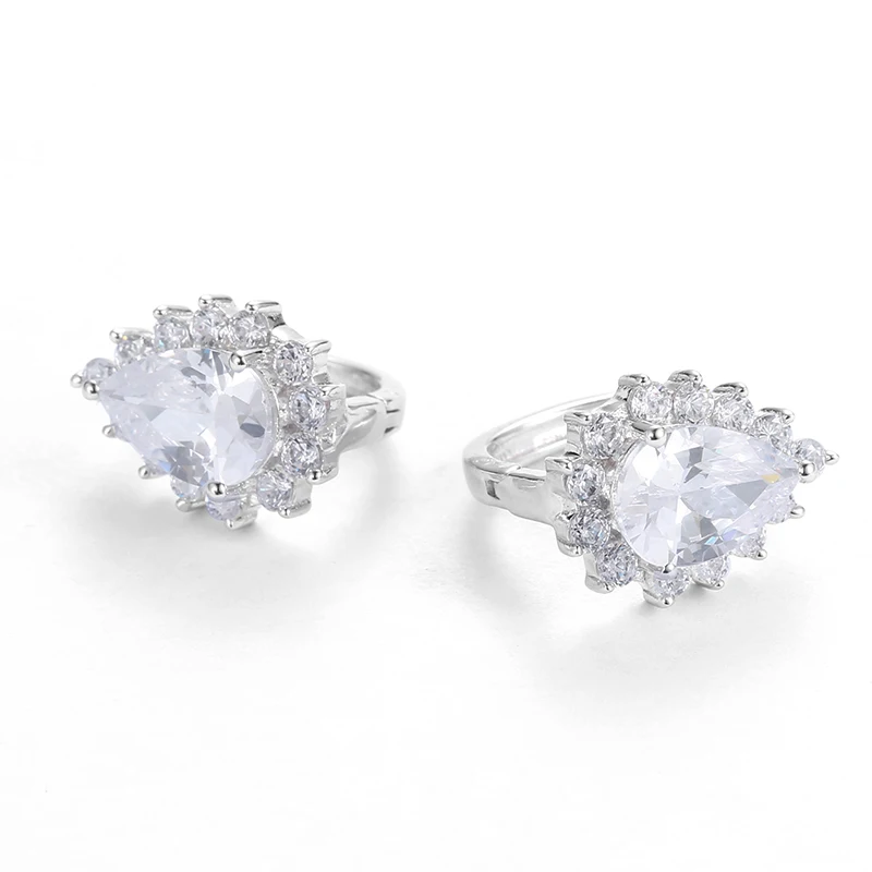 Low Price Women Pear Cut Zircon Clip Earrings Fashion Jewelry Promotion CLE001 | Украшения и аксессуары