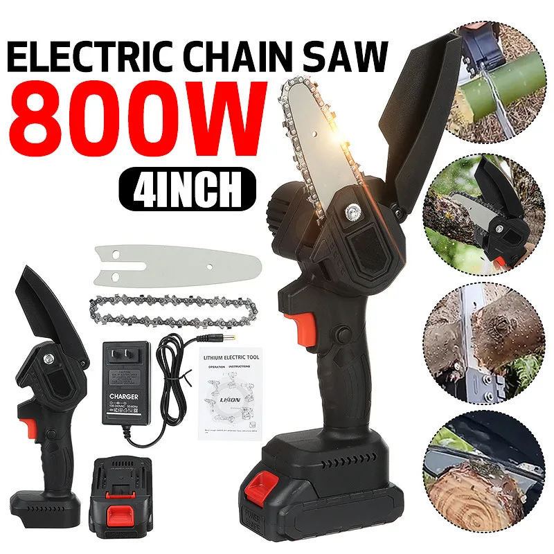 

4 Inch 800W 88V Mini Pruning Saw Electric Chainsaws Removable For Fruit Tree Garden Trimming With 1/2 Lithium Battery One-Handed
