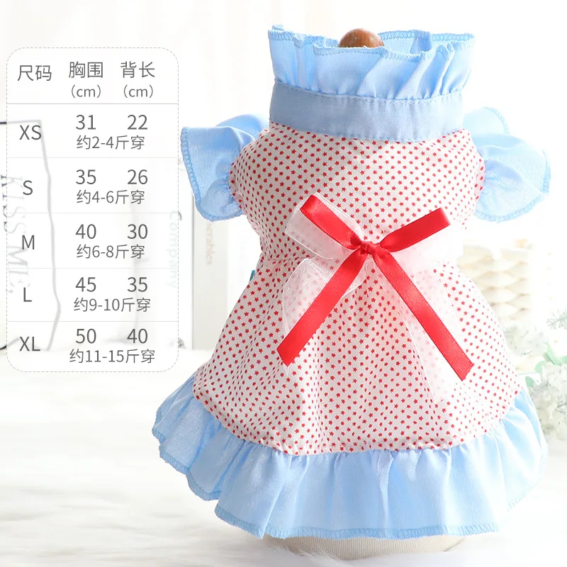 

Plaid Dress Pet Dog Clothes Skirt Bow Clothing Dogs Super Small Costume Cute Sweet Chihuahua Print Summer Blue Girl Mascotas
