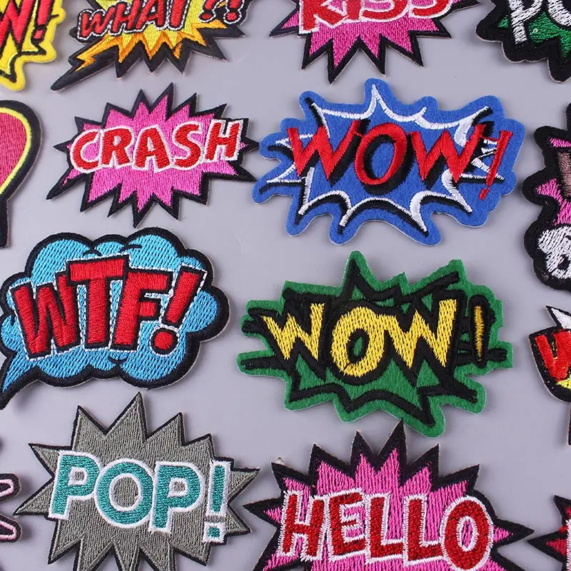 Нашивки с вышивкой WOW нашивки надписью на одежду наклейки помощью утюга для