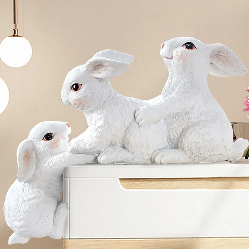 Creative cute rabbit animal ornaments resin figurines desktop fairy tale garden easter home decoration accessories |