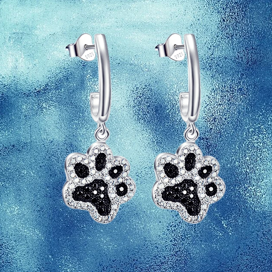 Женские серьги подвески из серебра 925 пробы с фианитами|earrings for|925 sterling silver blackdropping