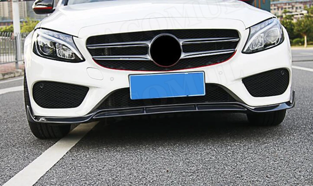 ABS Рояль черный Передний спойлер для Mercedes Benz W205 C205 C200 C300 C43 AMG- 3 шт. голова бампер подбородок сплиттеры