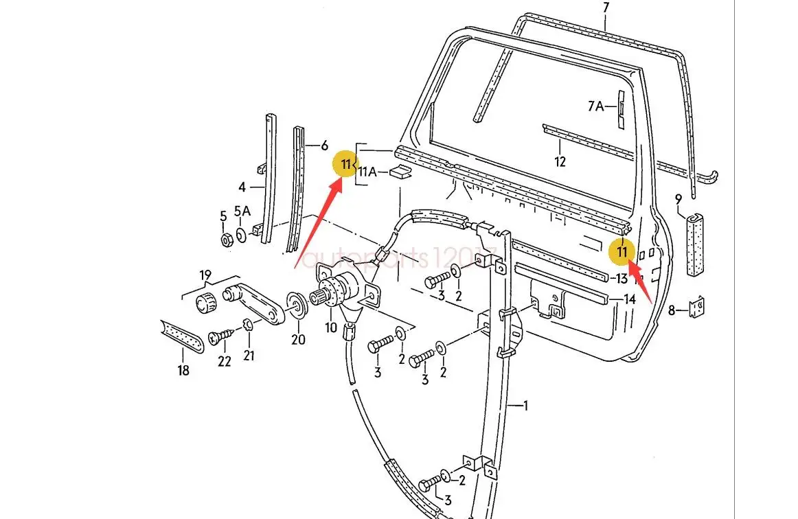 Уплотнение апертуры окна внутреннее переднее левое для Golf Jetta 84 92
