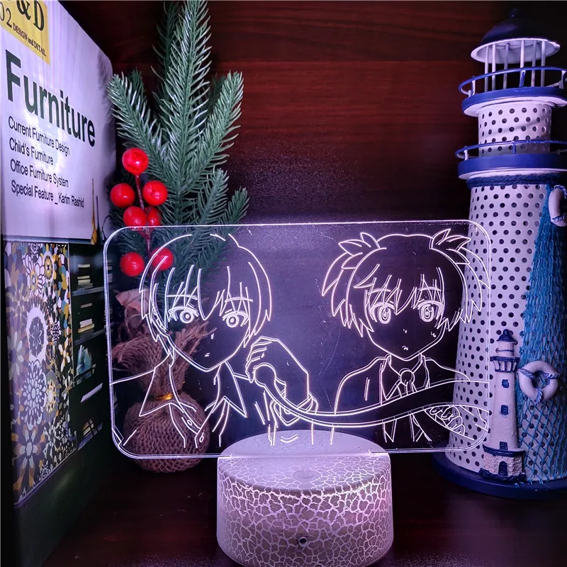 Аниме класс убийц Akabane Karma and Shiota Nagisa 3d светодиодный ночсветильник лампа для