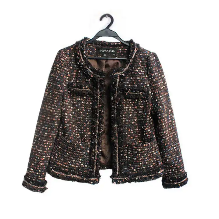 

Urumbassa neck O women tweed coat Fashion ladies jackets elegant OL coat S255