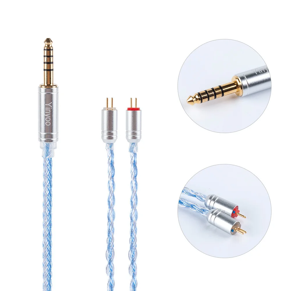 AK Yinyoo 16 Core Silver Plated Cable 2.5/3.5/4.4mm Balanced Earphone Upgrade Cable With MMCX/2Pin for ZS10 PRO AS16 ZSX C12