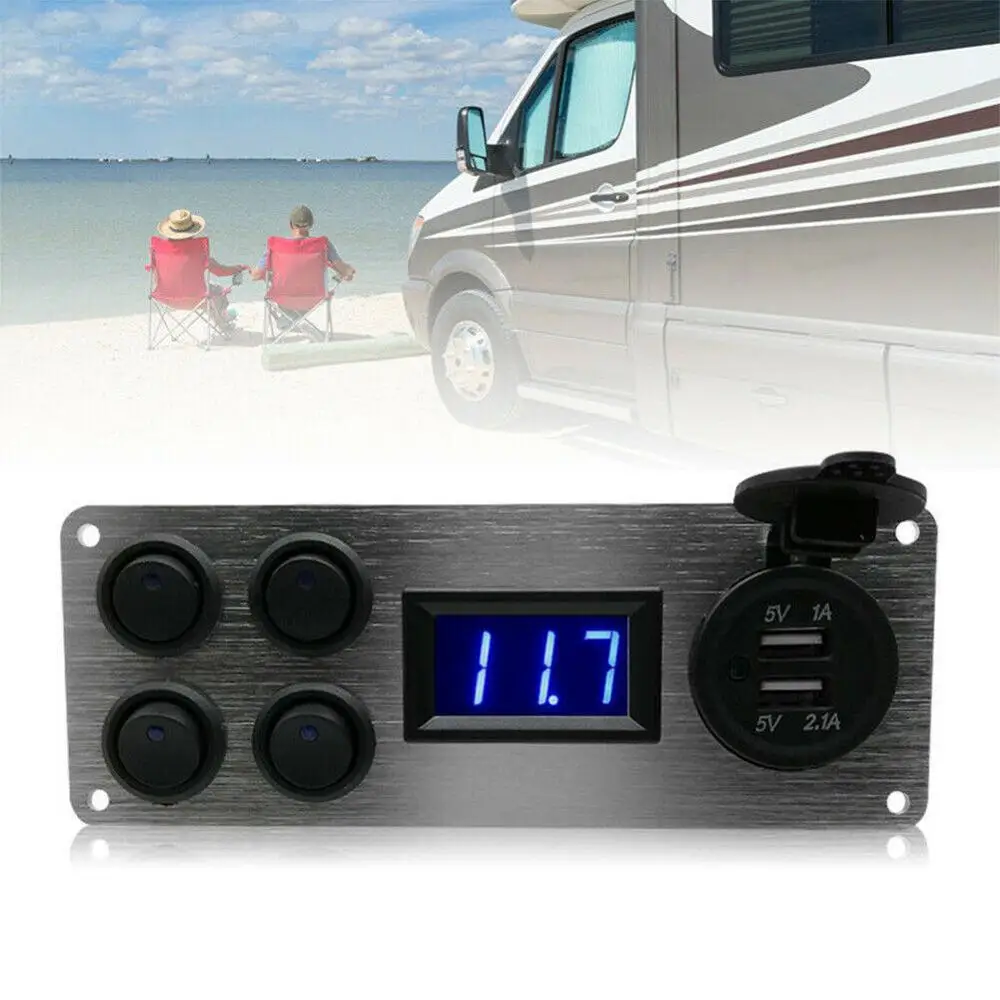 1 шт. 12В 24В RV автомобильные 4 кнопочные фары вольтметр клавишный переключатель