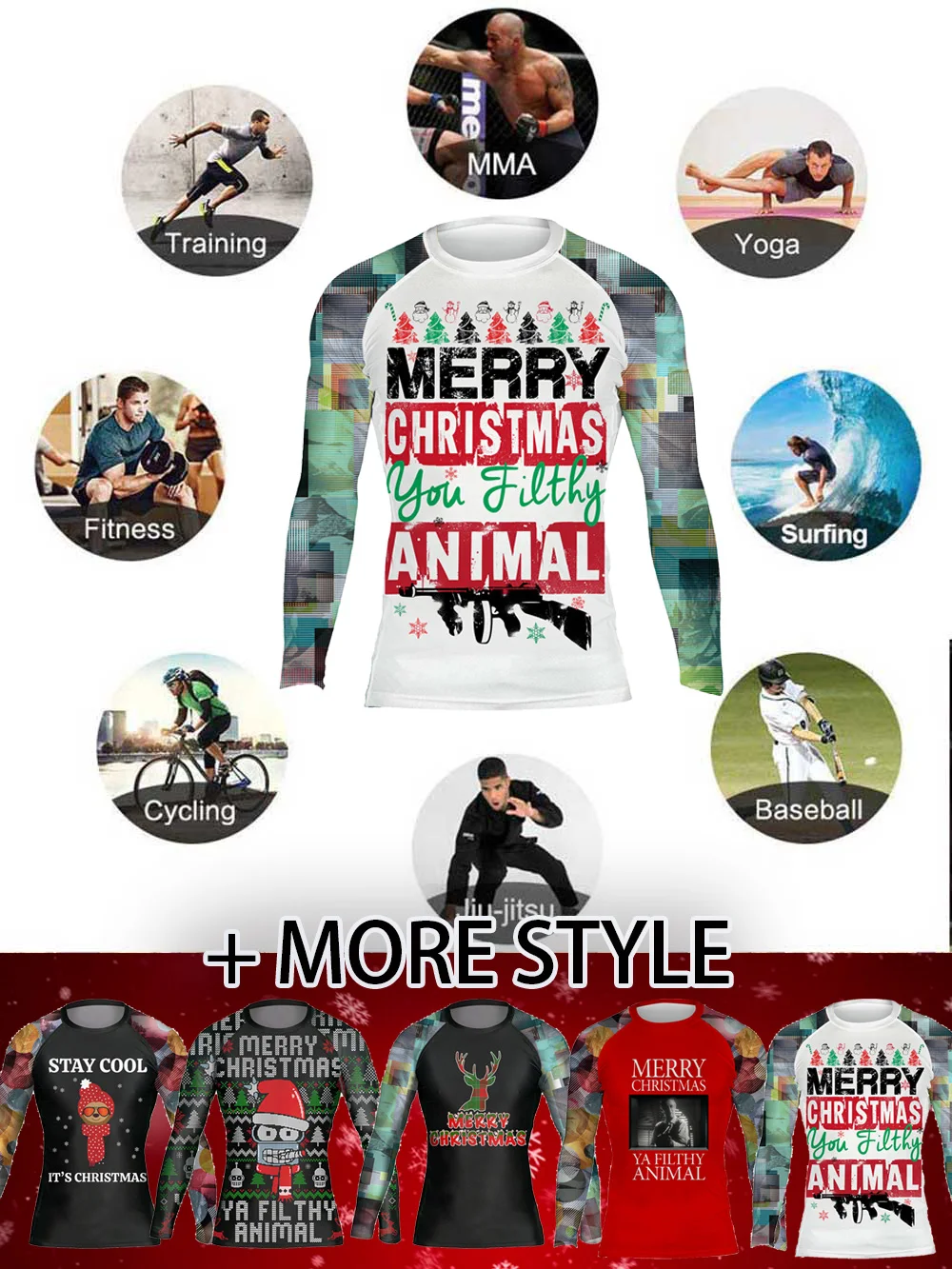 С Рождеством Ya Filthy Animal унисекс Повседневная яркая Базовая рубашка MMA BJJ Jiu Jitsu No Gi |