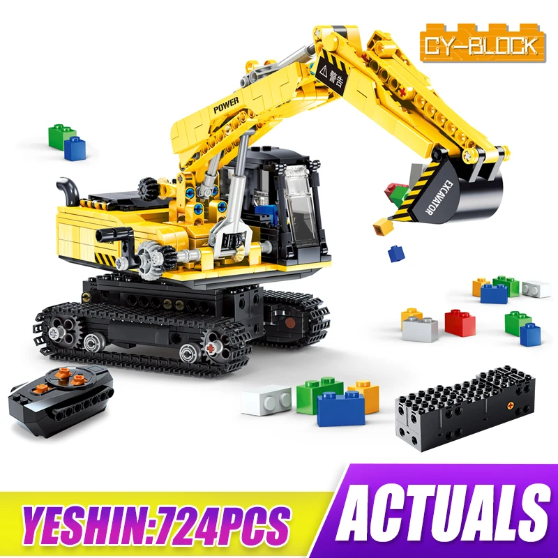 

Yeshin YC33001 высокотехнологичные игрушки машинки Радиоуправляемый моторизованный экскаватор набор совместимый с 20007 строительными блоками ки...