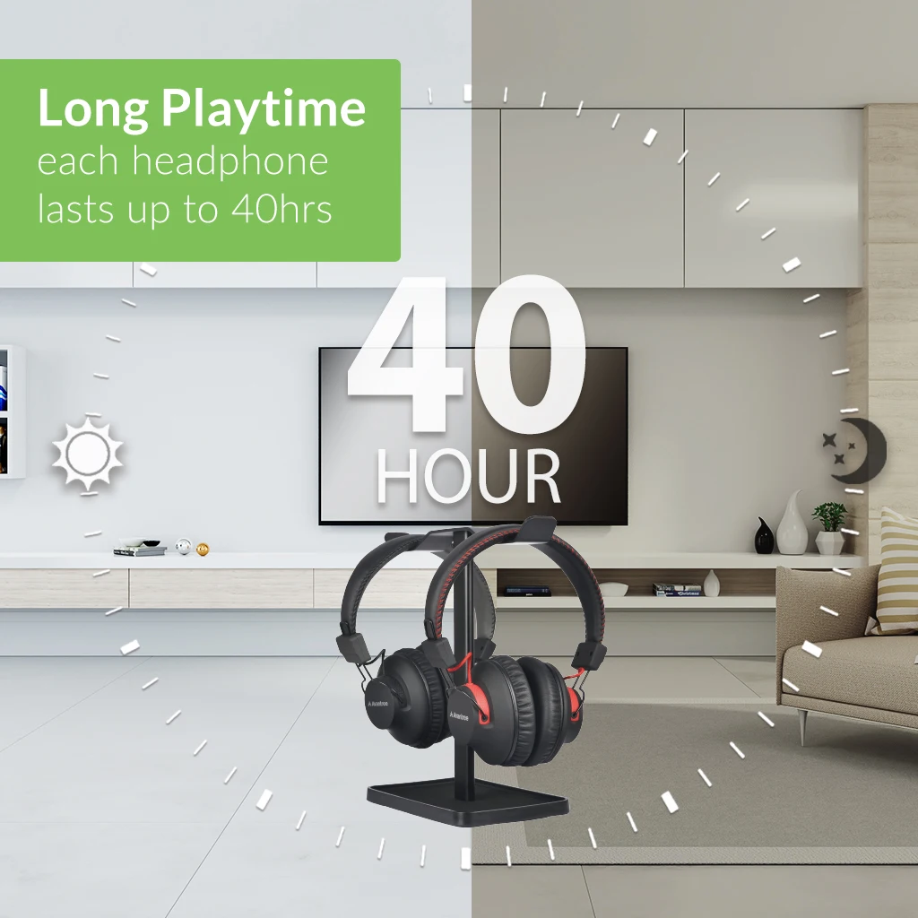 Двойные Беспроводные Bluetooth 5 0 наушники для телевизора с передатчиком 40 часов