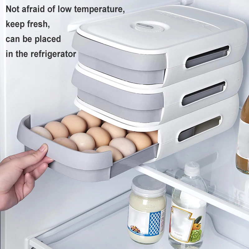 

New Egg Storage Container Household Colourful Multi-Layer Egg Fresh Storage Box for Kitchen Fridge Kitchen Storage Organization