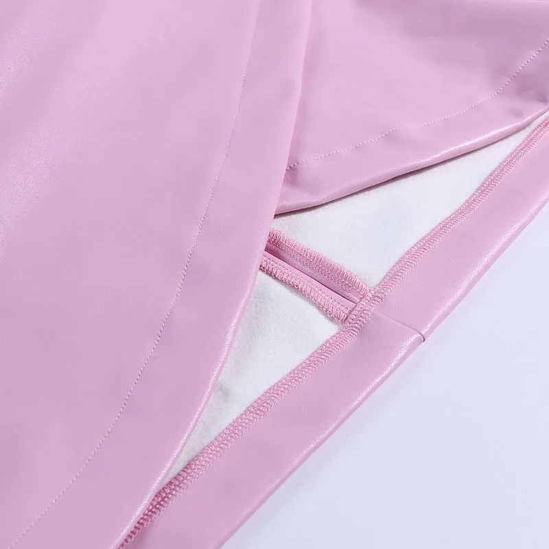 Shstyle/розовый офисный костюм из искусственной кожи женская блуза на пуговицах