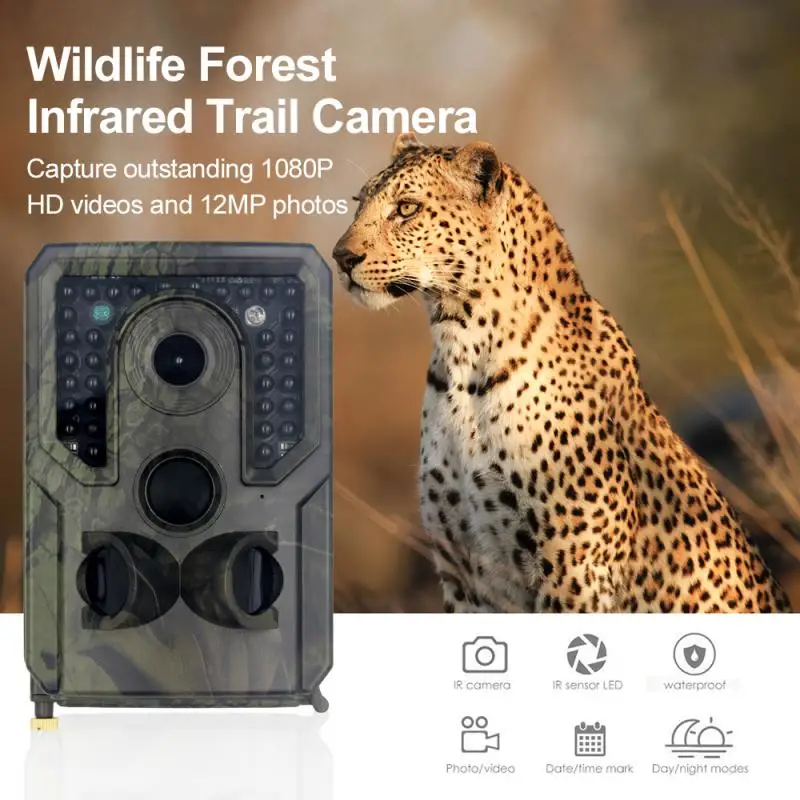 

PR400C 1200W Trail Camera 12MP 1080P HD игровая камера, водонепроницаемая камера наблюдения за дикой природой, Охотничья камера с широкоугольным объективом ...
