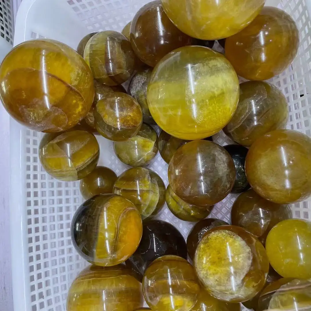 

40-90mm Natural Fluorite Quartz Crystal Sphere Ball Healing