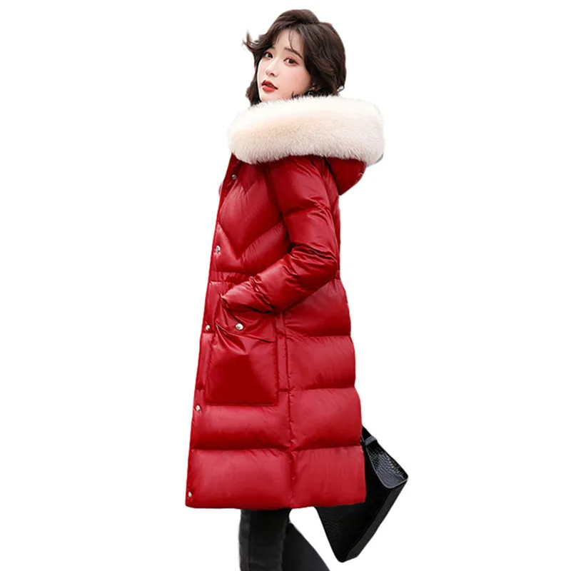 

Women's Padded jacket Winter Coat Women Cotton Clothes 2021Hooded Fur Collar Long Coat Female Warm Parka Overcoat Mujer A88